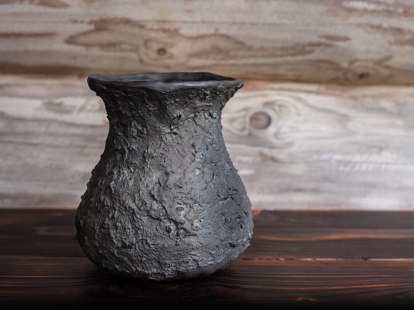 Vāze Clay & Wood Design, augstums 16 cm, keramika — attēls 3