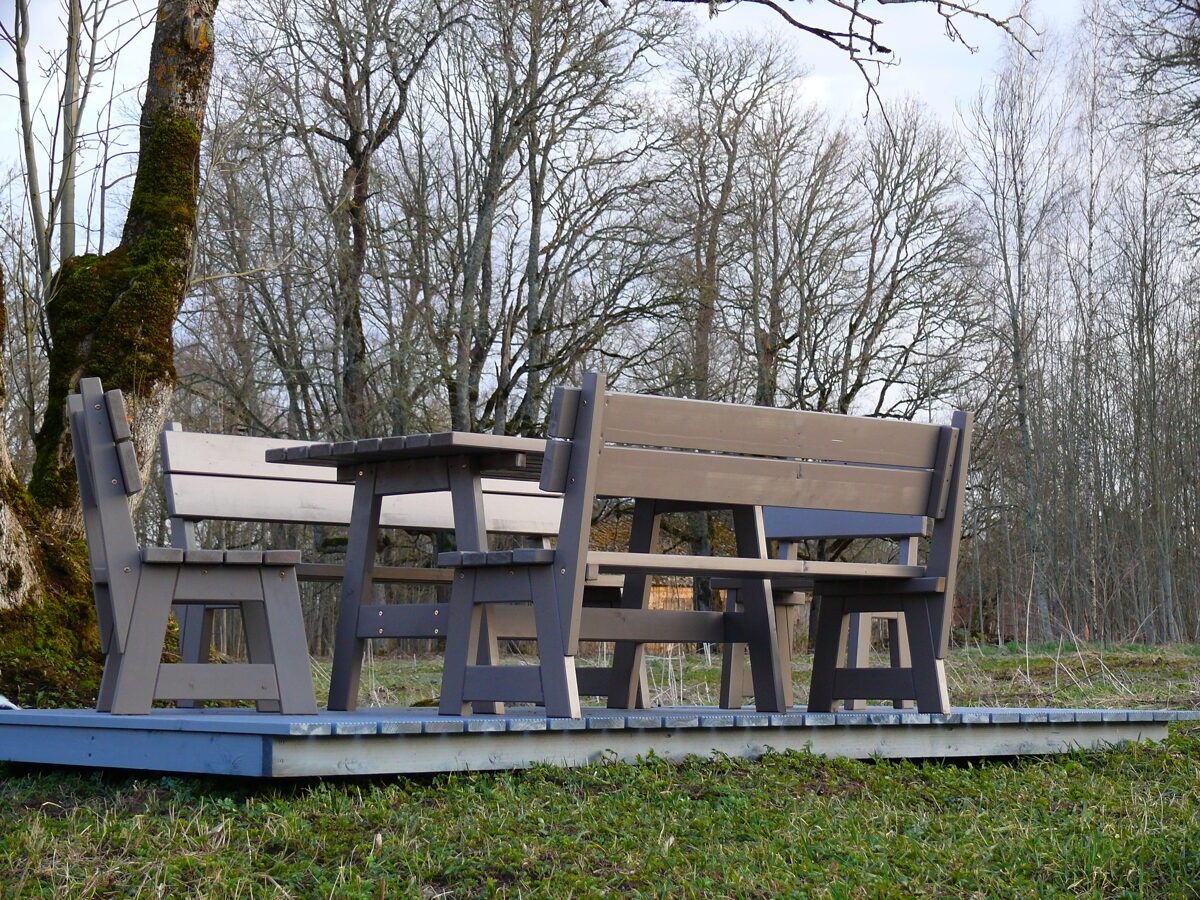 Dārza krēsls UZKURI SAVI, sols, platums 159 cm, koks — attēls 2