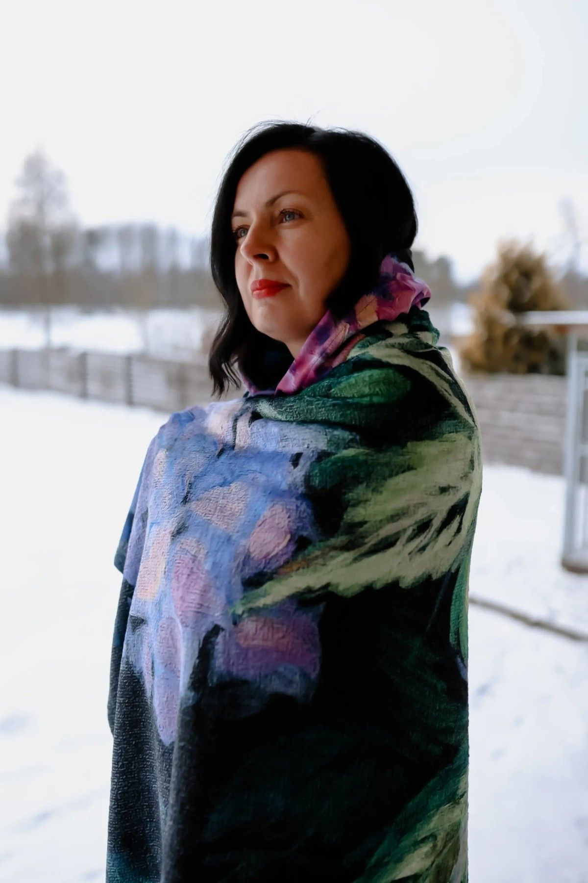 Pleds Anda Sproģe Art, zilā krāsā — attēls 4