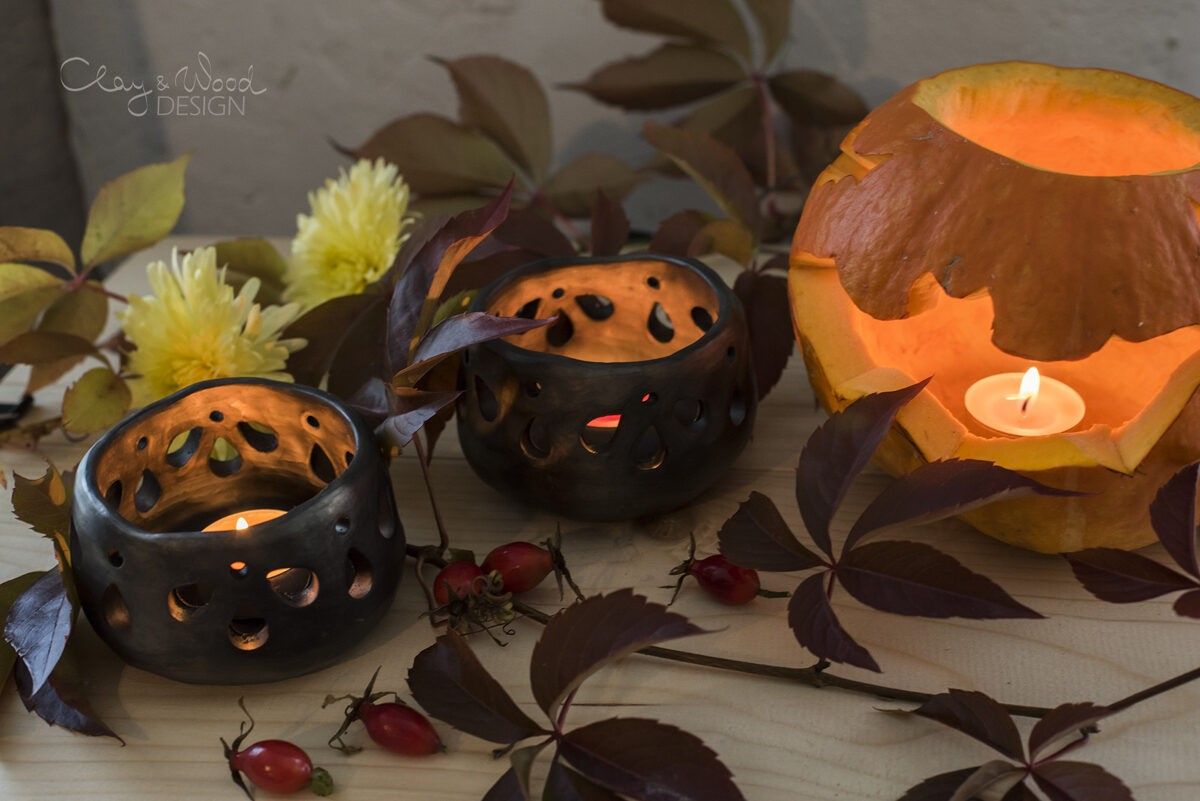 Laterna Clay & Wood Design, melnā krāsā — attēls 5