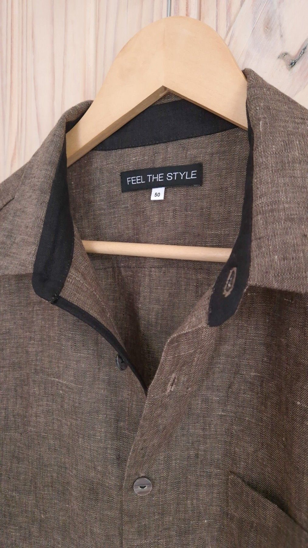 Vīriešu krekls ar īsām piedurknēm Feel the Style, lins — attēls 3