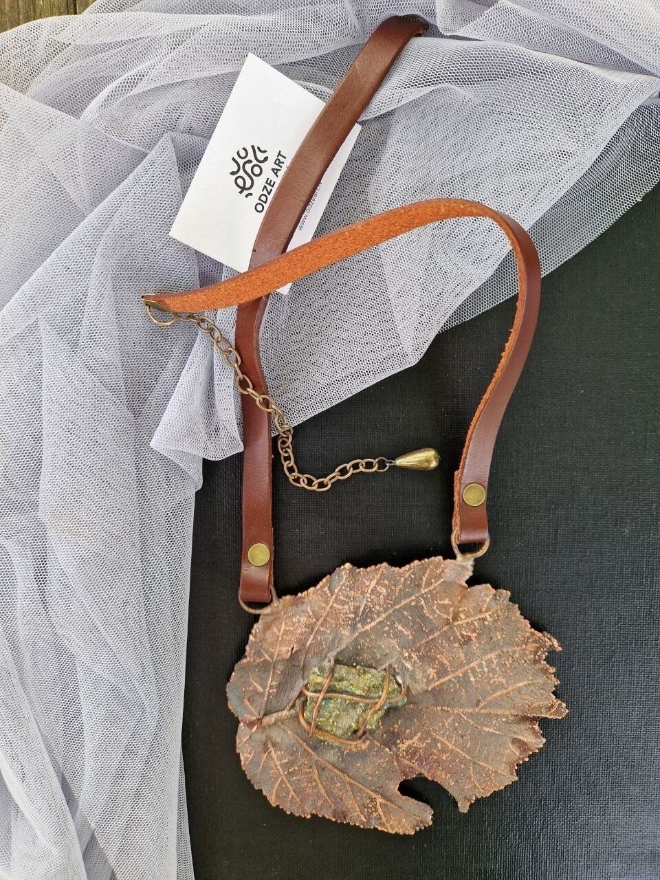 Kaklarota Odze Art, garums 48 cm, brūnā, zelta krāsā — attēls 3