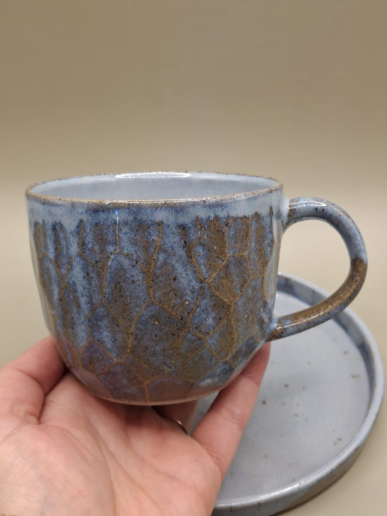 Krūze Lības keramika, 350 ml, akmensmasa, zilā, brūnā krāsā — attēls 3