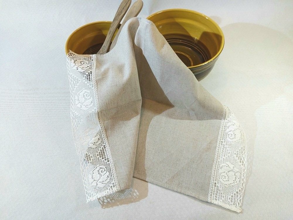 Dvielis Latvaslini, lins, bēšā, baltā krāsā — attēls 3