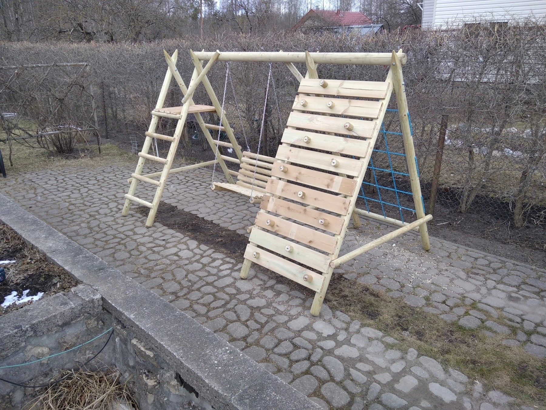 Rotaļu komplekss, platums 2,1 m, garums 3,7 m, koks — attēls 3