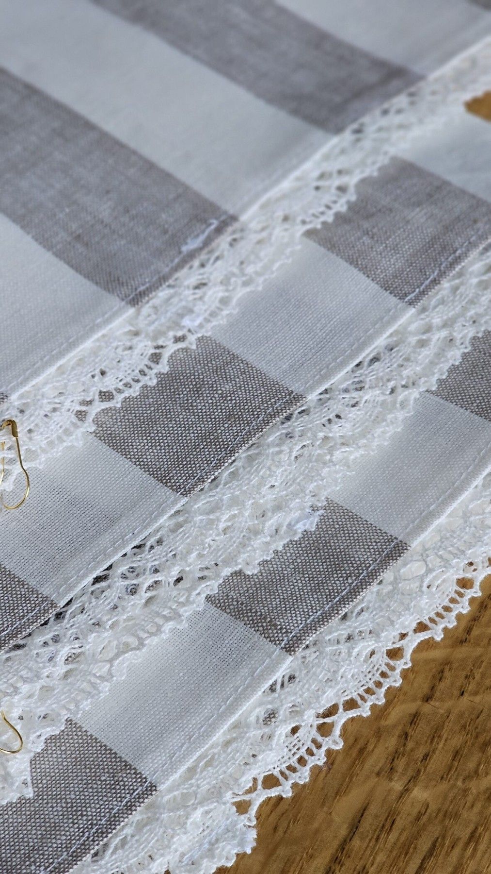 Galda paliktnis MiPe Design, lins, bēšā, baltā krāsā — attēls 3