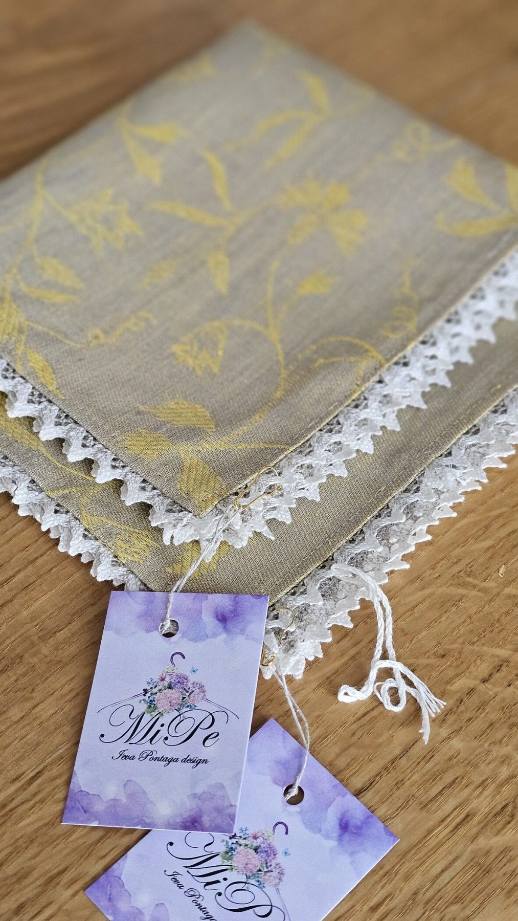 Galda paliktnis MiPe Design, jaukts audums, dzeltenā krāsā — attēls 3