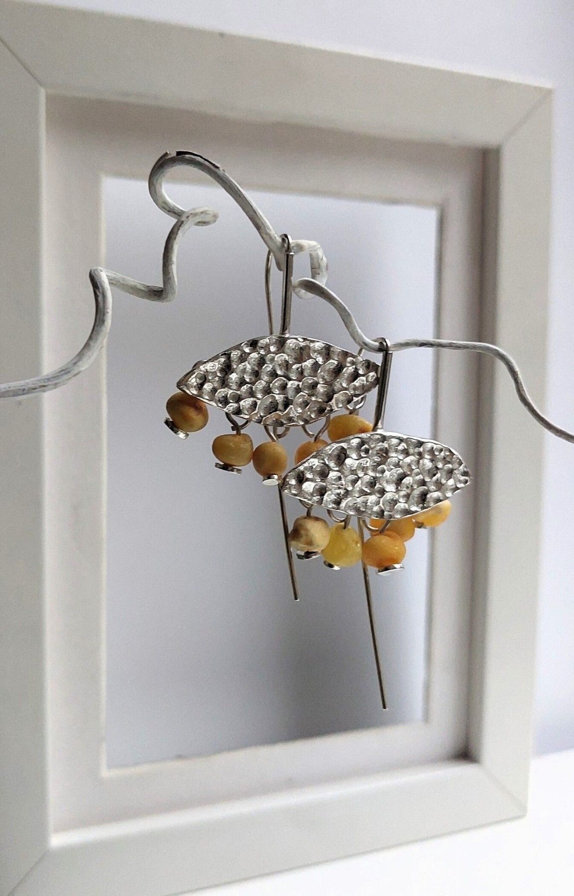 Auskari Asmane Jewellery, sudrabs 925, ar dzintaru — attēls 3