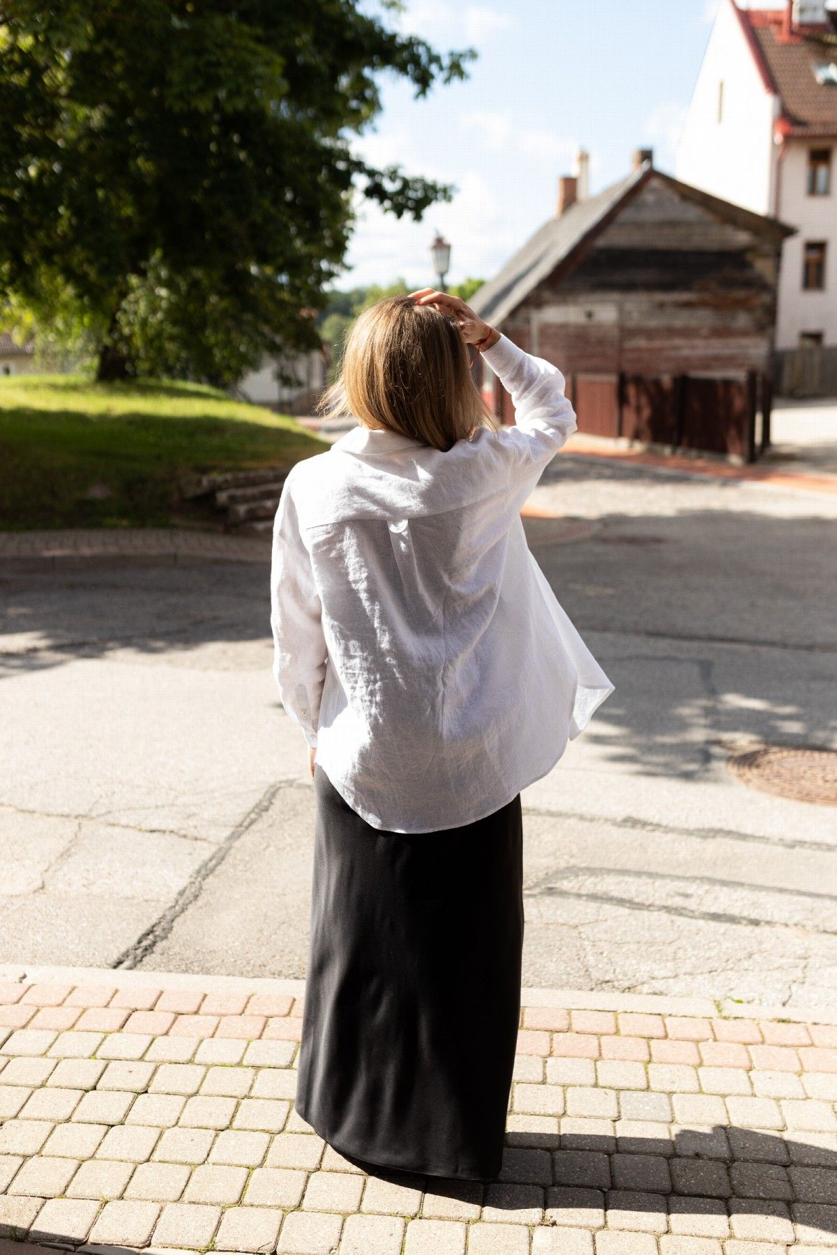 Blūze DEJAMOON, S, L, XL, lins, baltā krāsā — attēls 2