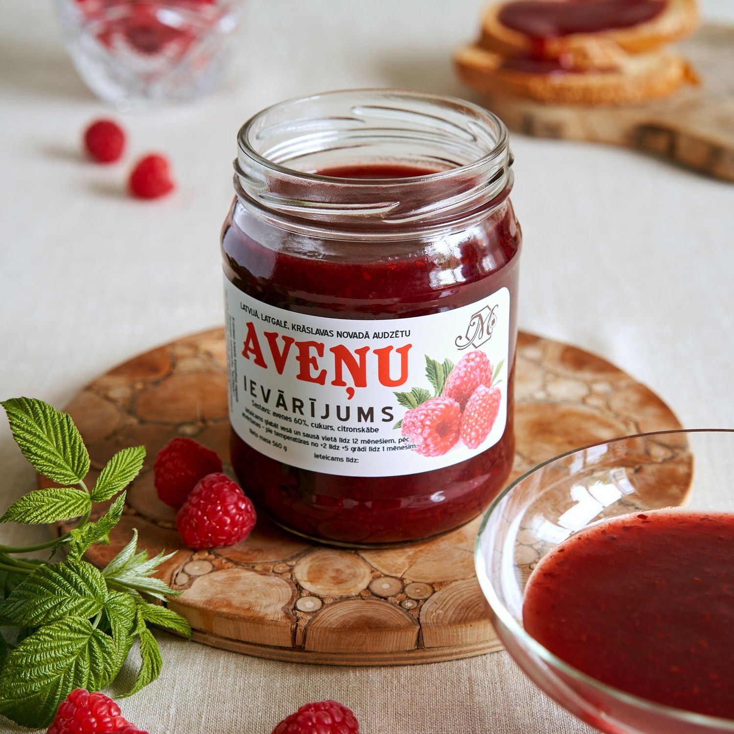 Ievārījums Mežinieku Medus, aveņu, 560 g — attēls 2