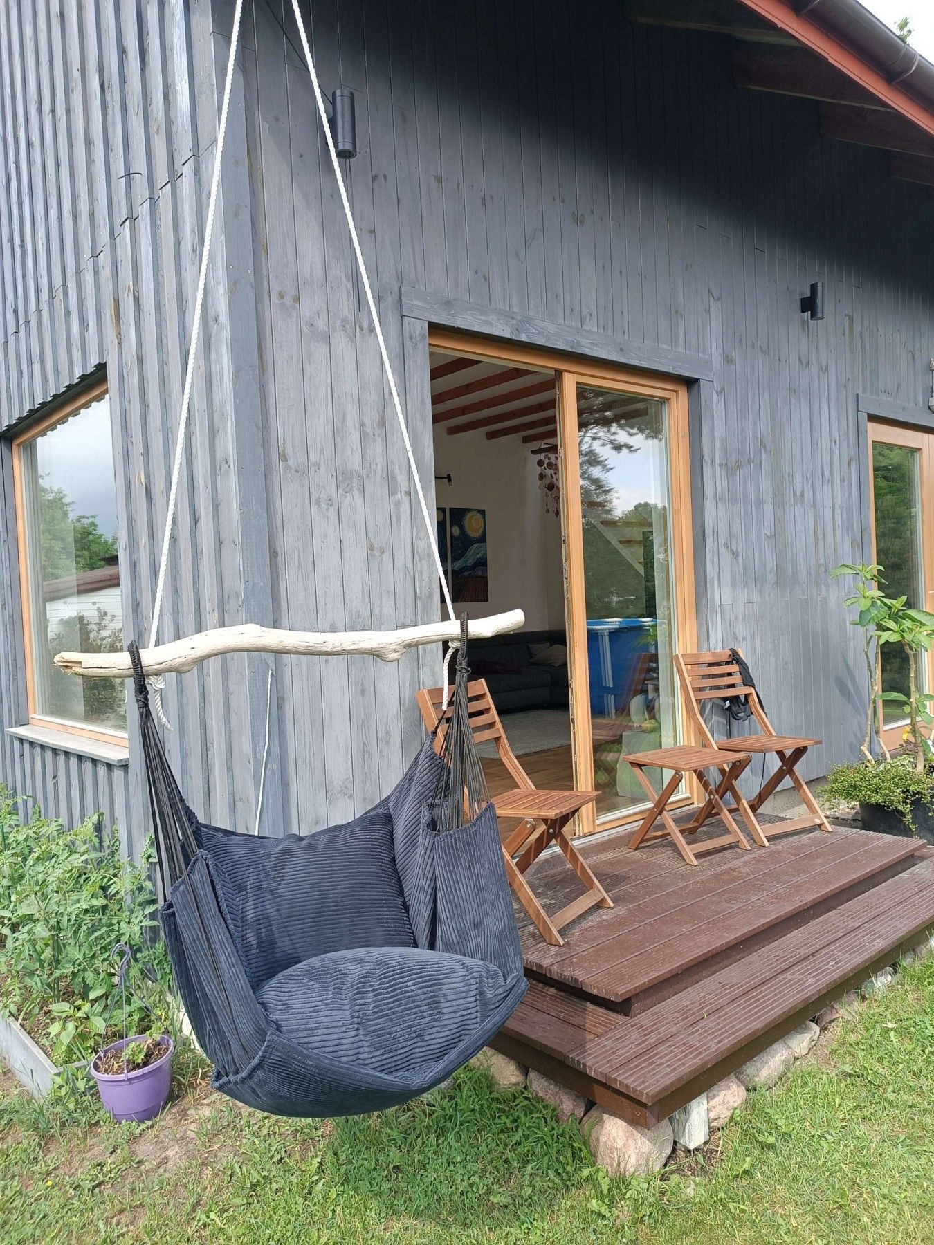 Šūpuļkrēsls Decochair, koks, tekstils, melnā krāsā — attēls 5