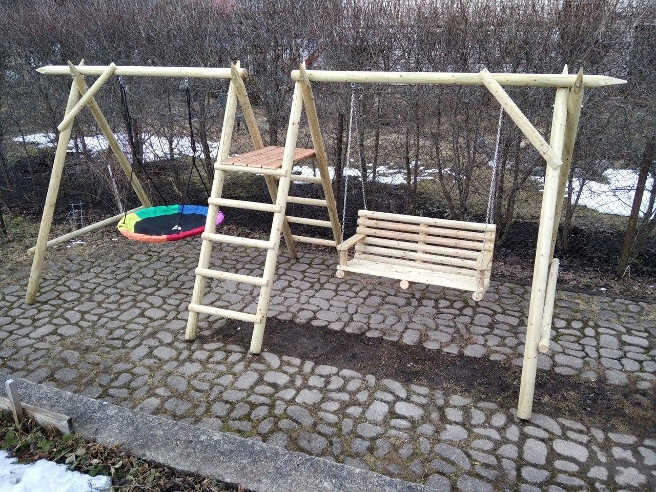 Ligzdas šūpoles, koks, raibā krāsā — attēls 4