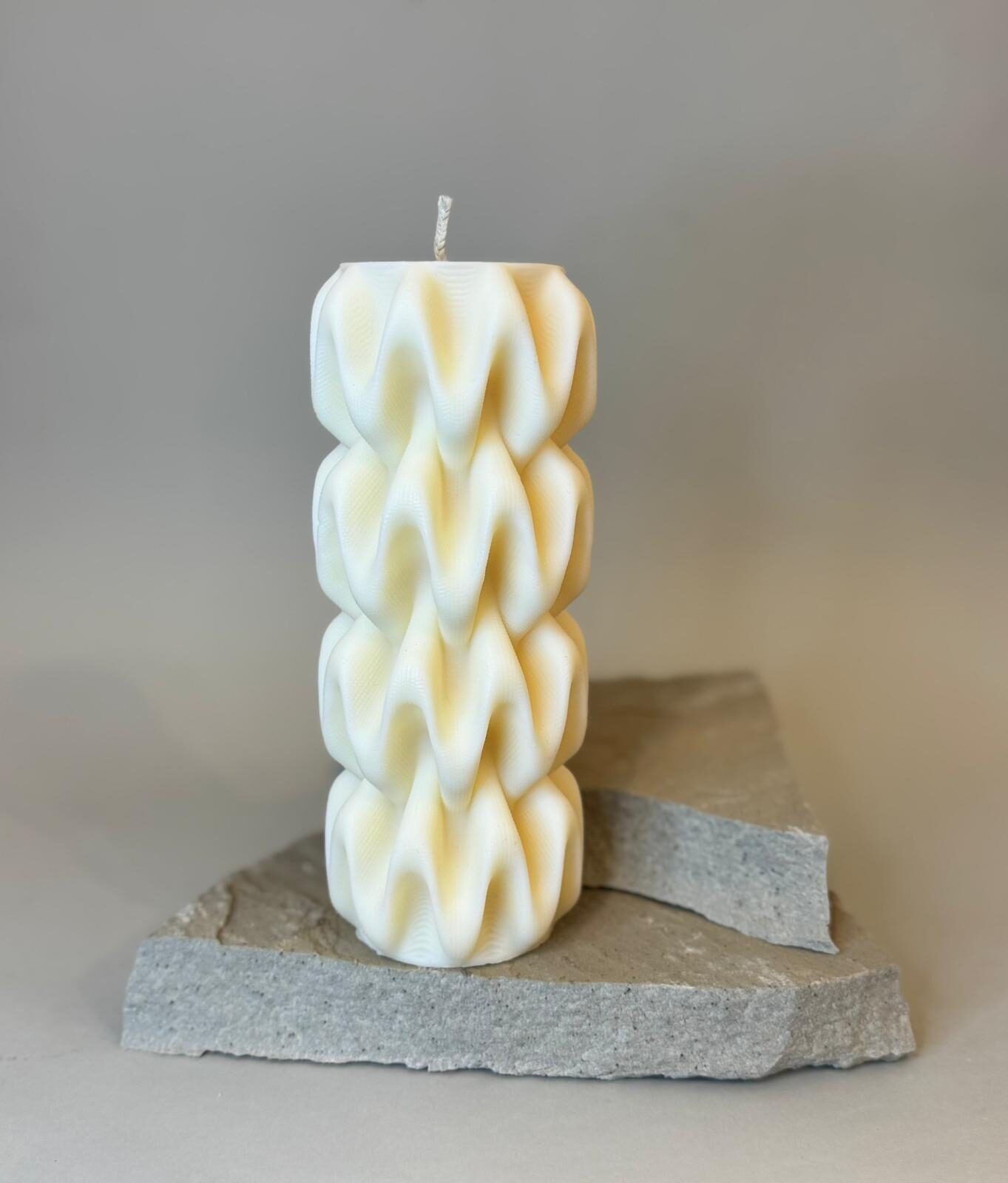 Svece KV Candles, cilindra (stieņa), bēšā krāsā — attēls 2