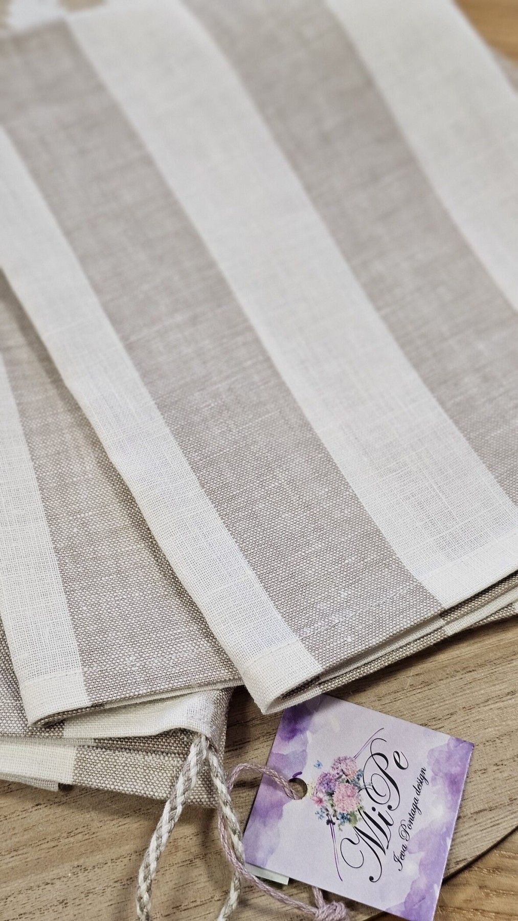 Dvielis MiPe Design, lins, bēšā krāsā — attēls 2