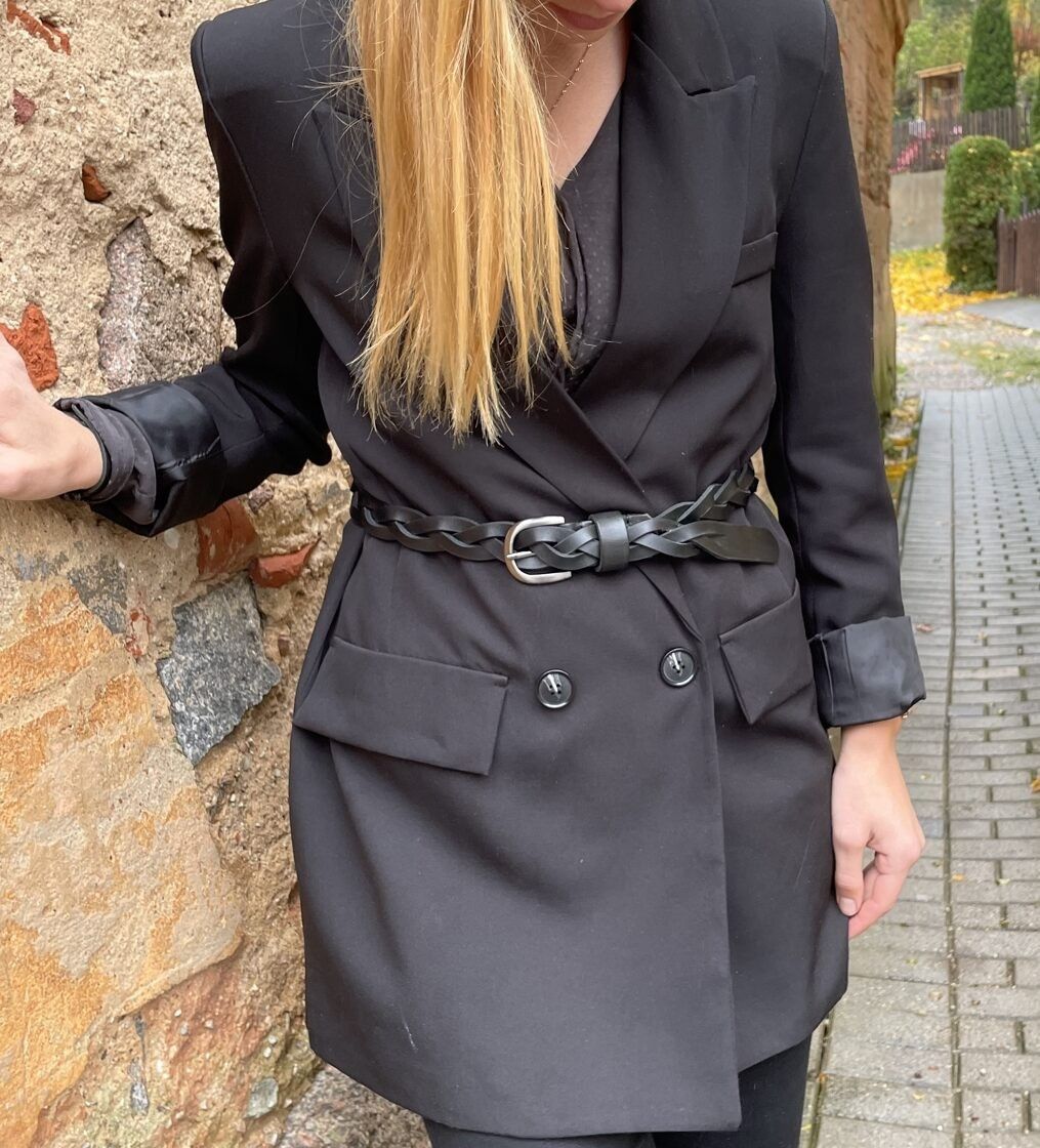 Sieviešu josta StoneHill, āda, melnā krāsā — attēls 4