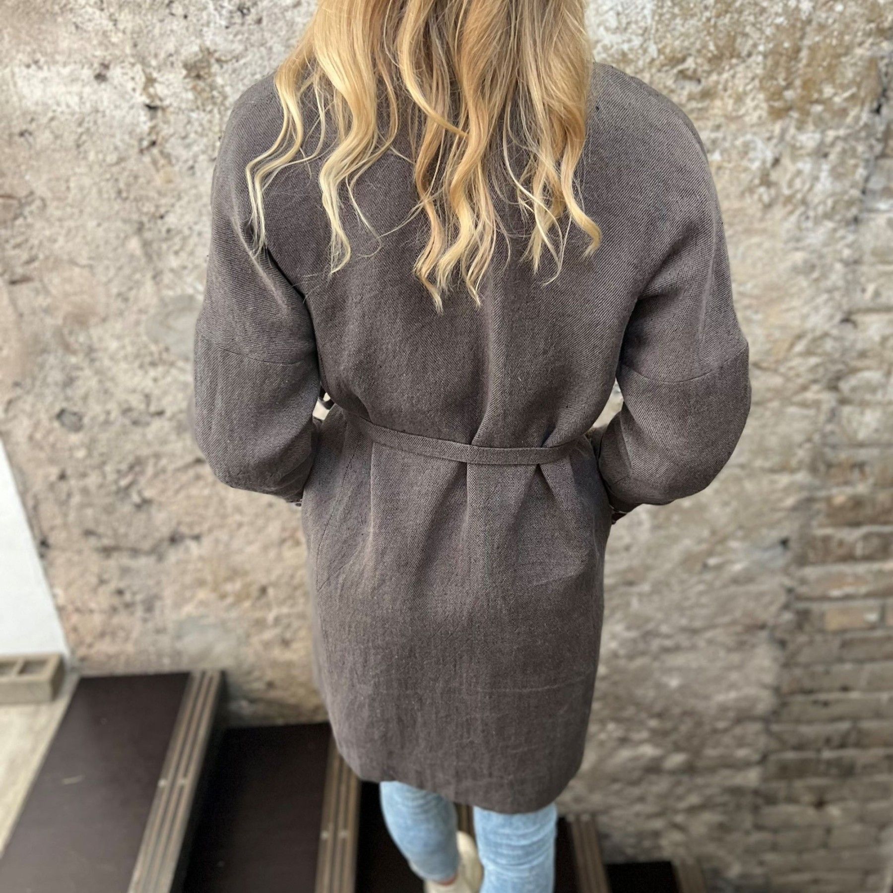 Sieviešu mētelis Studio Natural, S, lins, pelēkā krāsā — attēls 3