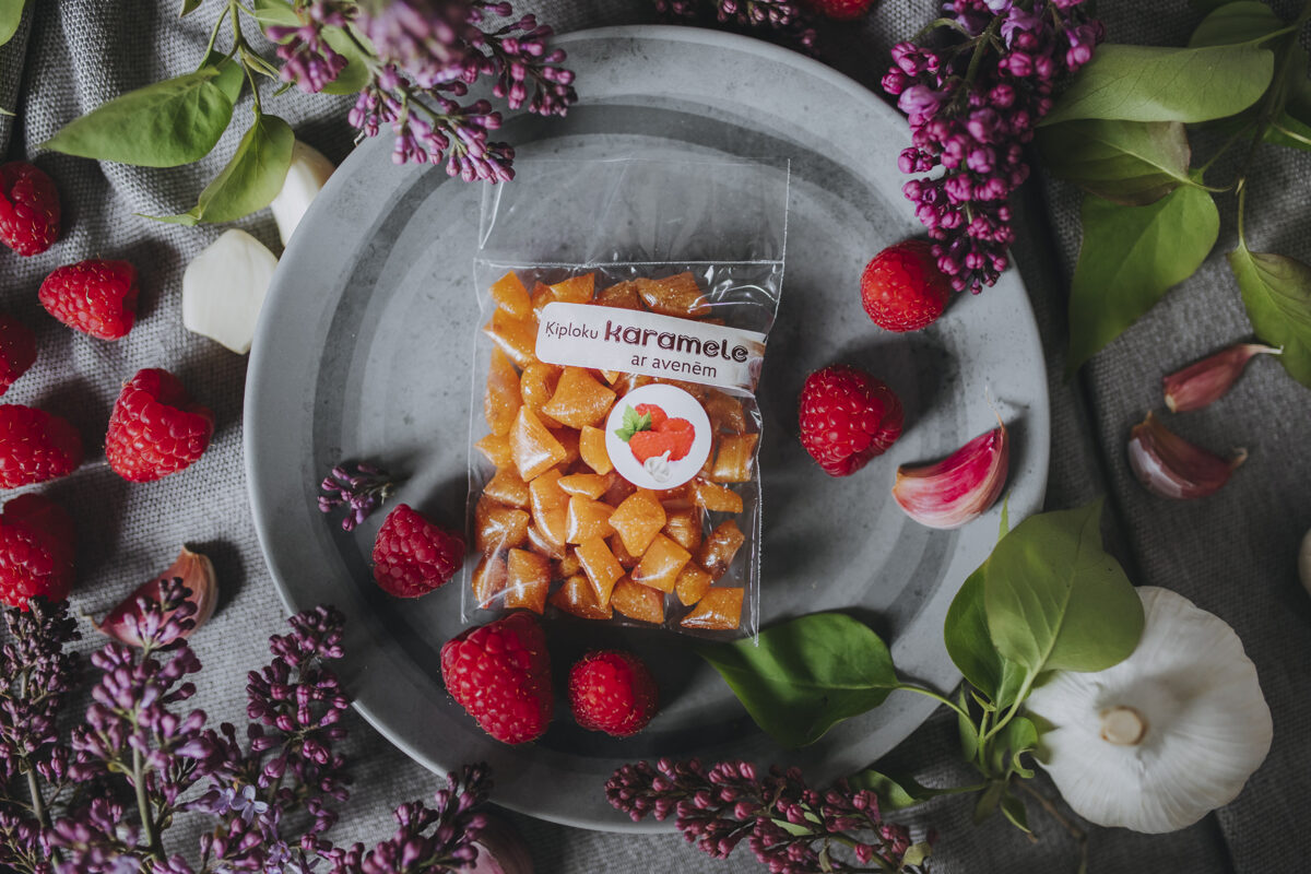 Ķiploku karameles „Dubnas krelles” ar avenēm, 50 g