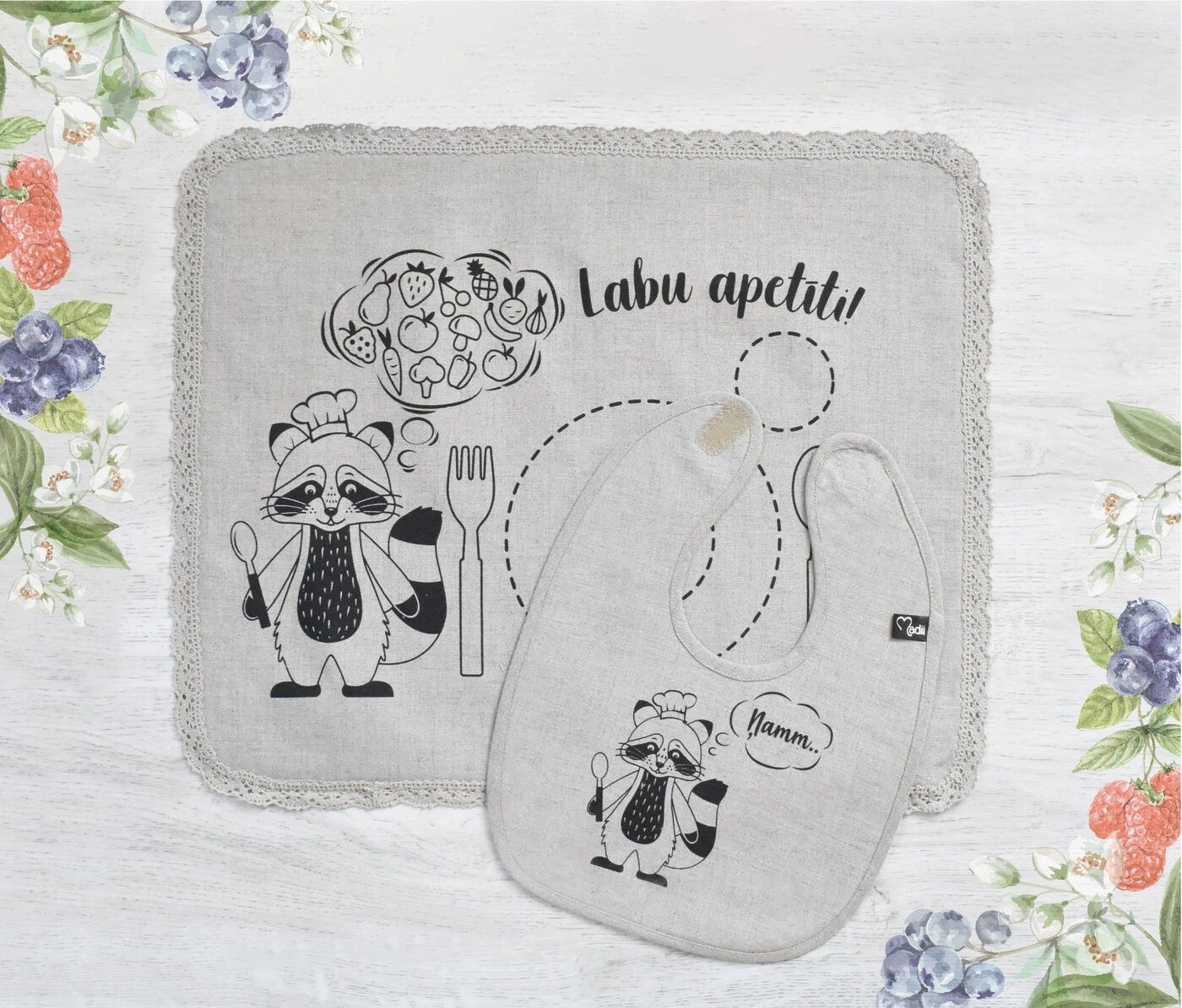 Galda paliktnis Madeira Handmade, lins, pelēkā krāsā — attēls 2