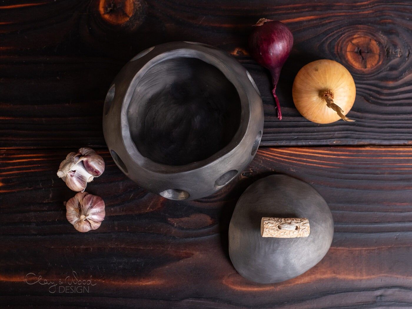 Uzglabāšanas trauks Clay & Wood Design, melnā krāsā — attēls 3