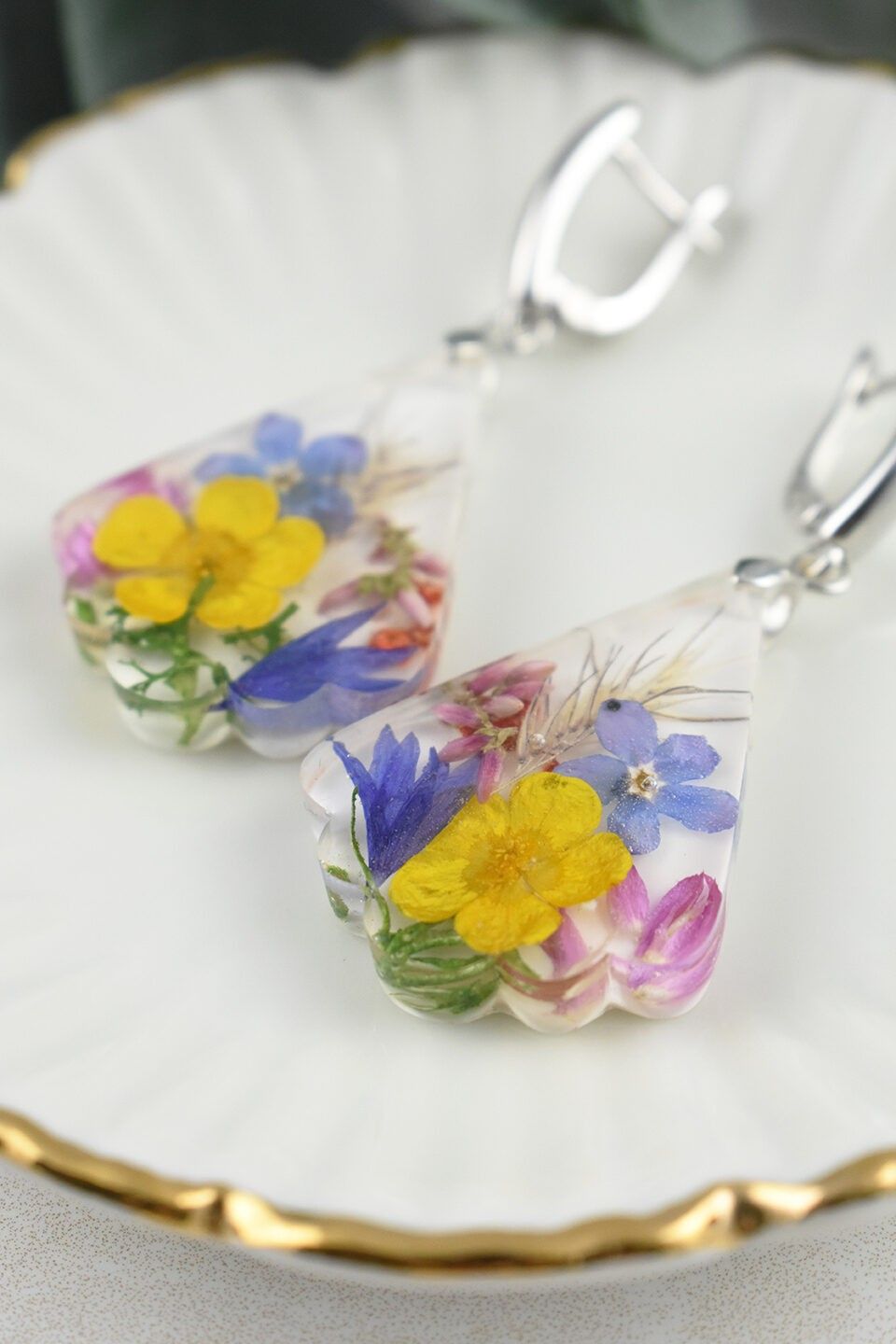 Auskari Madeira Handmade, dzeltenā, zilā, rozā krāsā — attēls 3