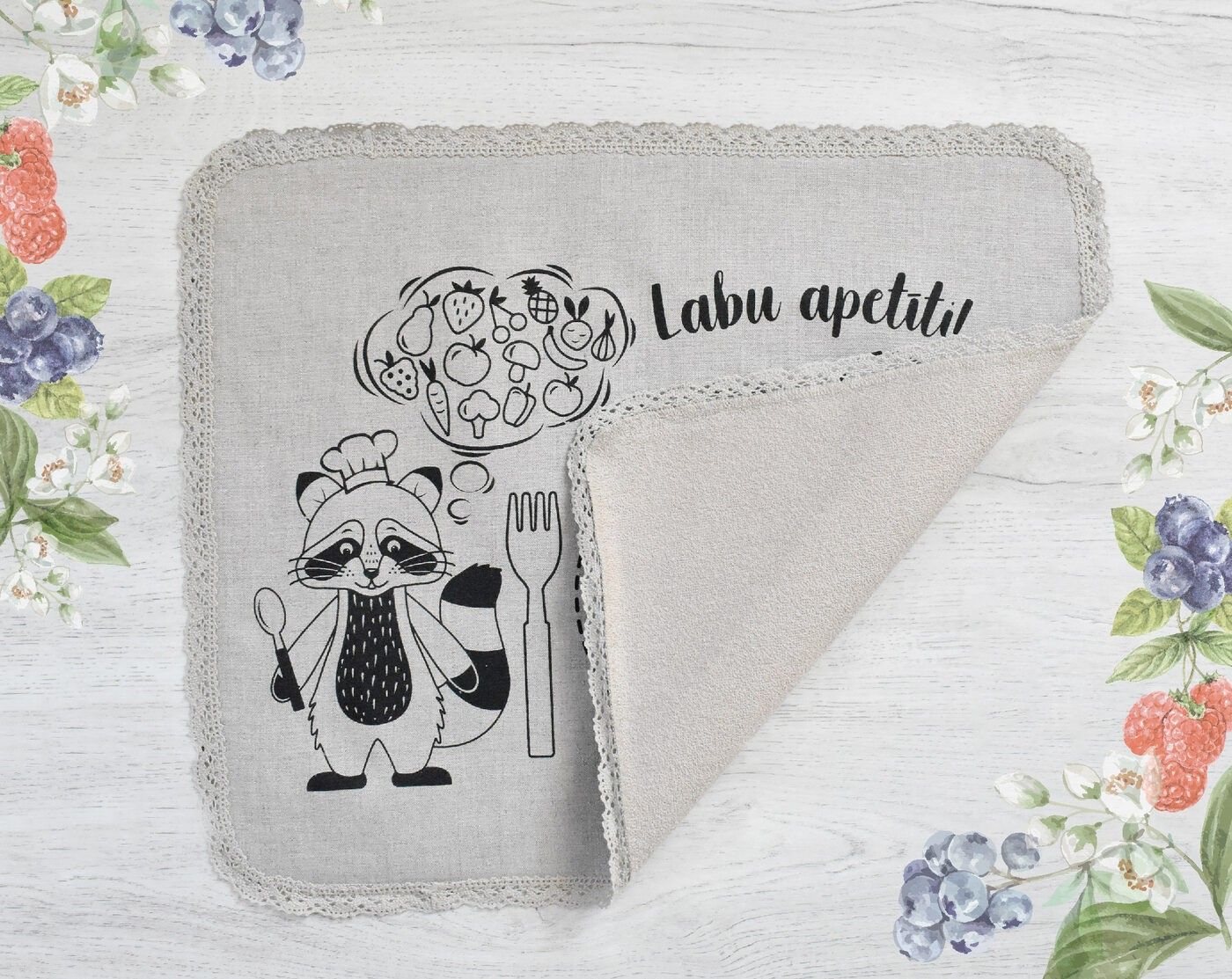 Galda paliktnis Madeira Handmade, lins, pelēkā krāsā — attēls 4