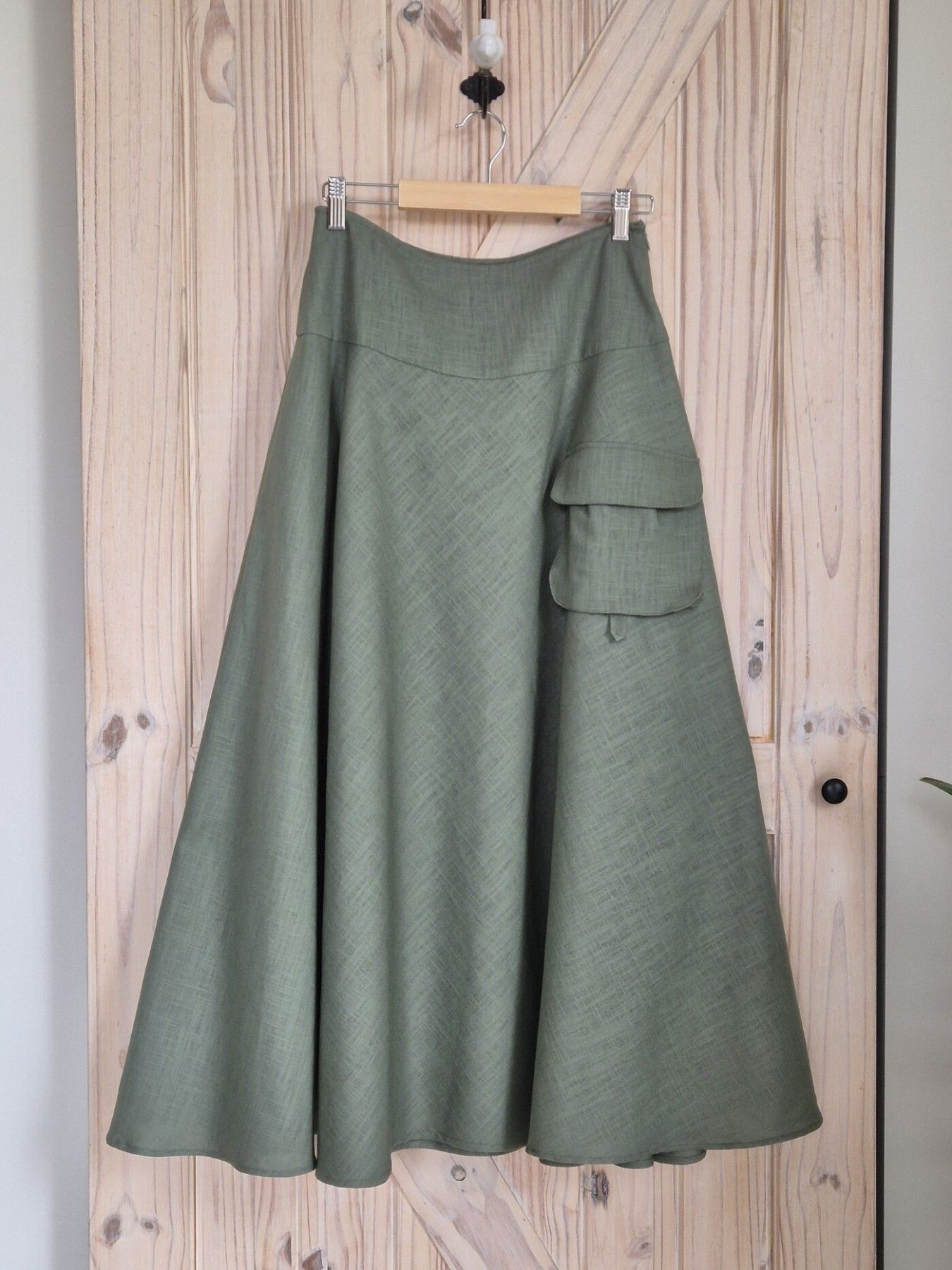 Svārki Feel the Style, S, M, L, XL, maksi, lins, zaļā krāsā
