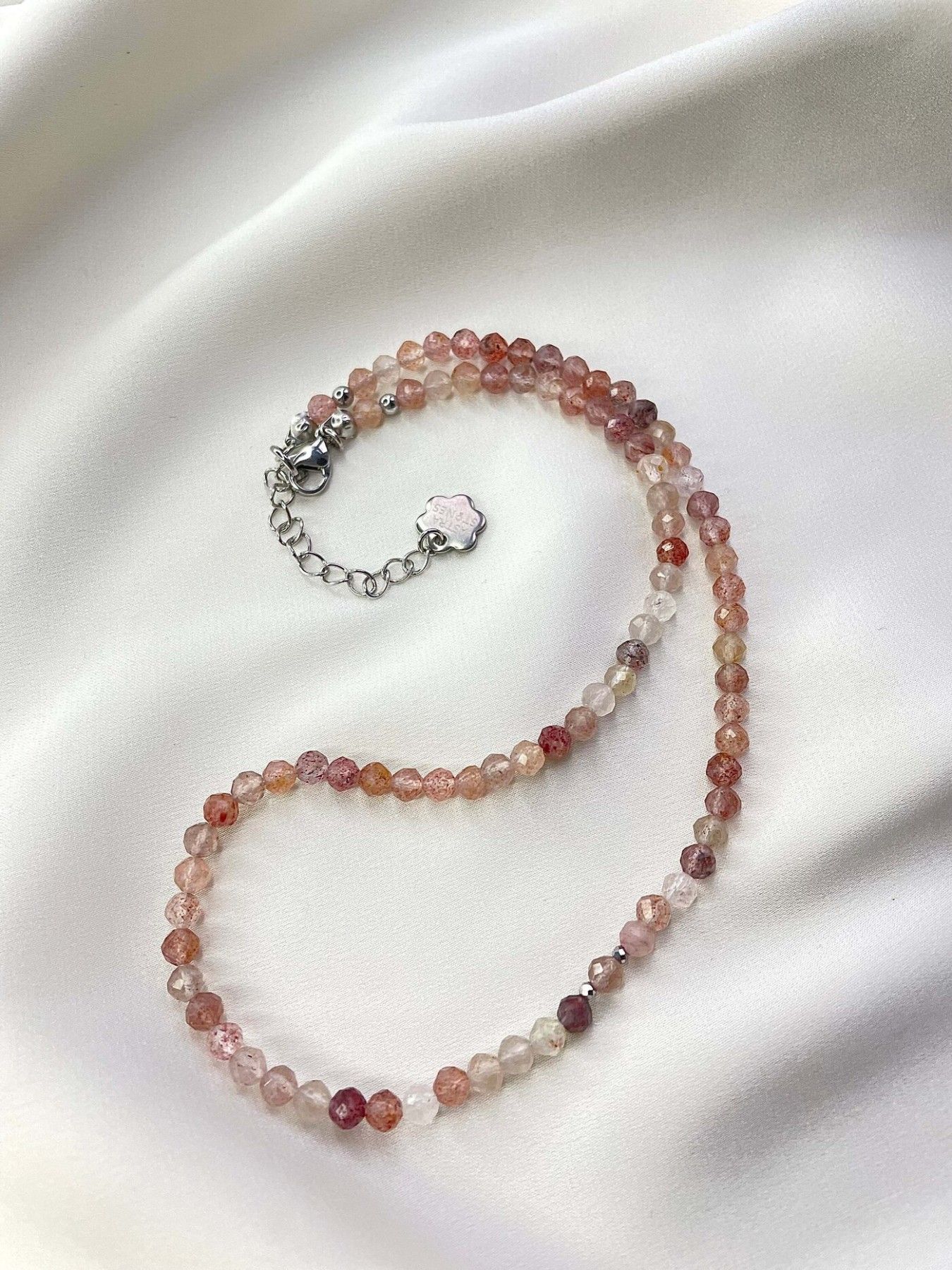 Kaklarota Astra Stones, ar pusdārgakmeni, rozā krāsā — attēls 3
