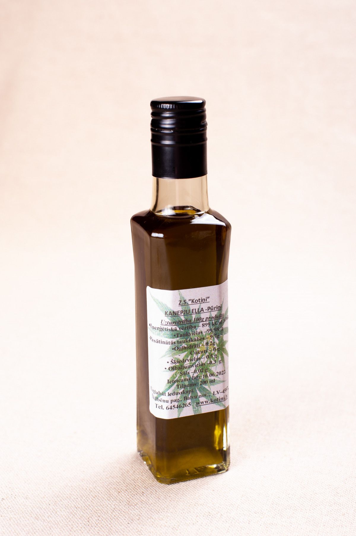 Kaņepju eļļa, auksti spiesta, 200 ml — attēls 3