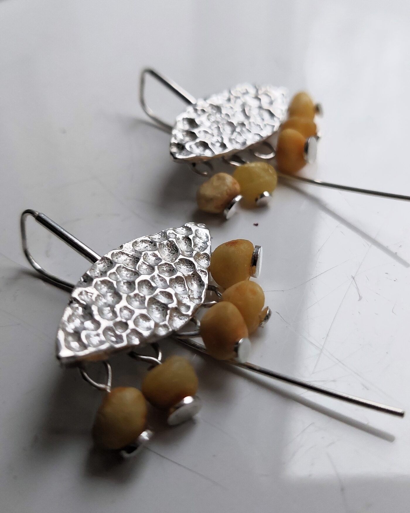 Auskari Asmane Jewellery, sudrabs 925, ar dzintaru — attēls 2