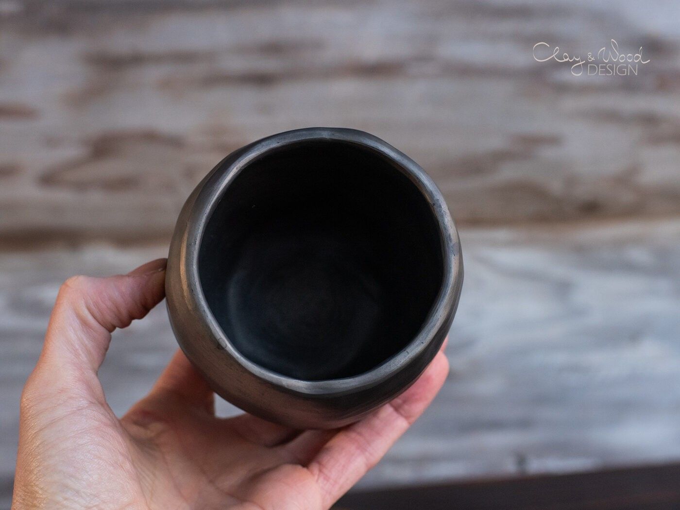 Krūze Clay & Wood Design, 240 ml, keramika, melnā krāsā — attēls 5