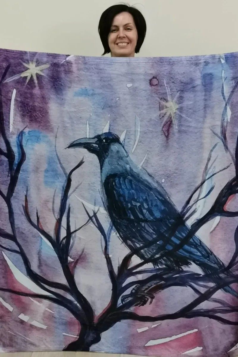 Pleds Anda Sproģe Art, violetā krāsā — attēls 2