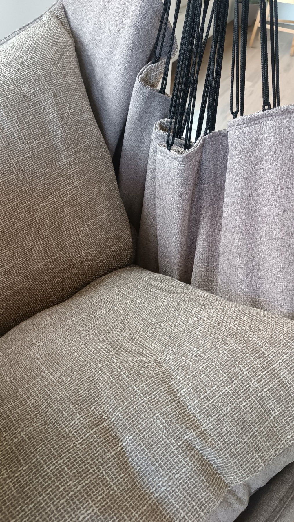Šūpuļkrēsls Decochair, koks, tekstils, bēšā krāsā — attēls 5