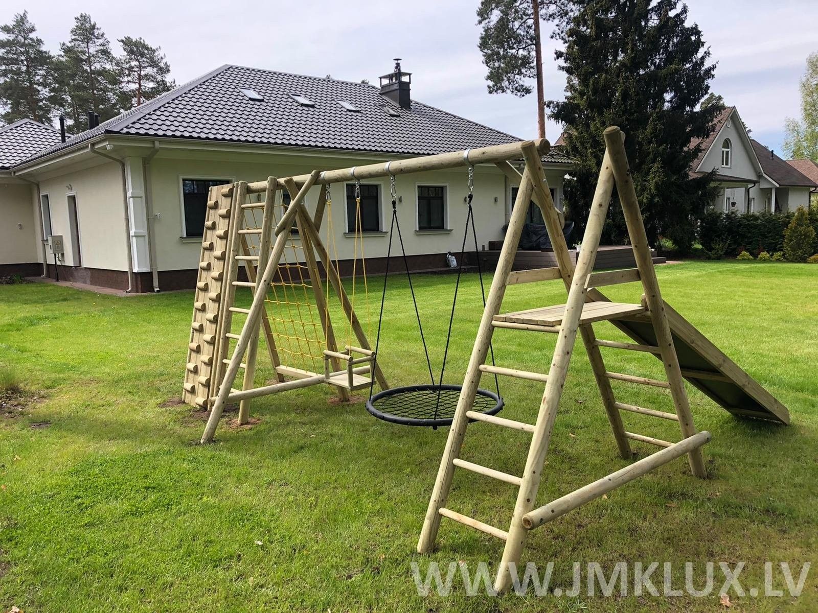Ligzdas šūpoles JMK LUX, koks, melnā krāsā — attēls 2
